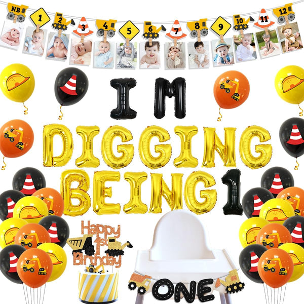 Construction 1st Birthday Party Decoration for Boys Im Digging Being 1 Birthday