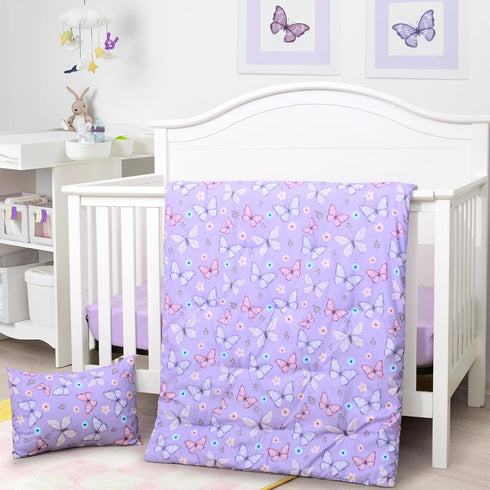 3 Set Set Set Sets JISEN Piece Crib Bedding Soft Baby Crib Bedding Butterfly Crib Comforter - Comforter Sheet