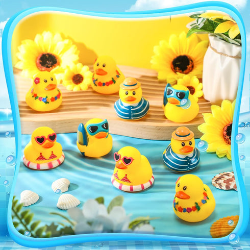 Honoson 72 Summer Summer Pcs Beach Rubber Duckies Bulk Mini Rubber Duck Bath Toys Float Bathtub Ducky Cute Squeaky