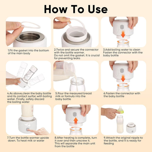 Maypott 3 4 Baby Bottle Warmer, Portable Minutes Fast Milk Warmer for Travel with Selectable Temperature & Burn