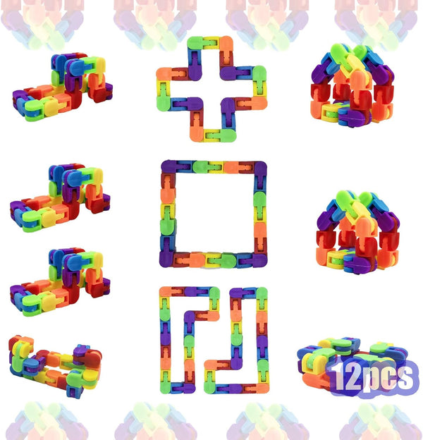 Iridescence 12PCS Wacky Tracks Fidget Toys Snap & Click Sensory Snake for