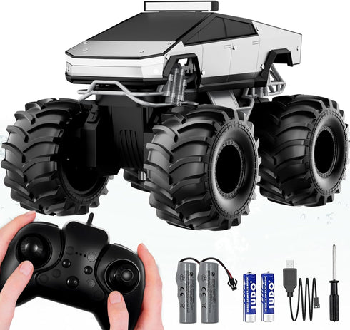1:18 4WD 2.4GHz 360 6 7 8 9 10-13+ Remote Control Car, Amphibious RC Cars, All Terrain Off-Road Pickup, Waterproof