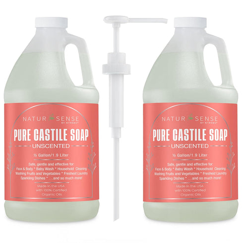 NTRSNS NaturSense Pure Castile Soap. Unscented, Made with 100% Certified Organic Oils,