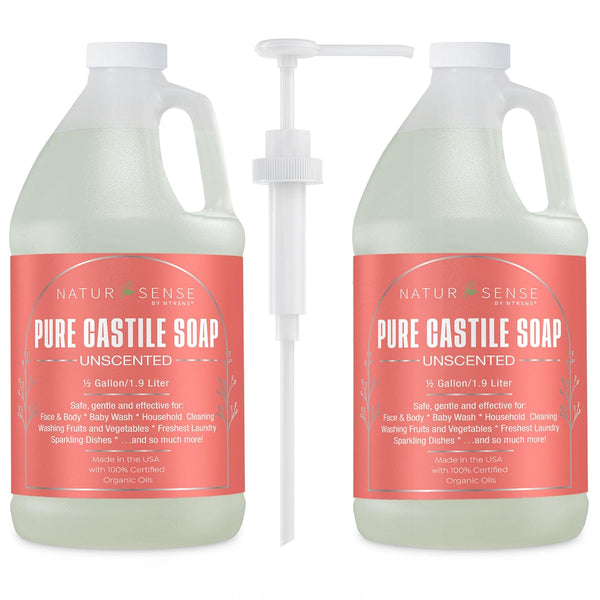 NTRSNS NaturSense Pure Castile Soap. Unscented, Made with 100% Certified Organic Oils,