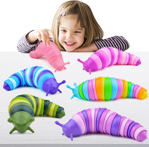 Cevioce 6 Sensory Slug Fidget Toys, Adults & Kids Party Favors, Autism