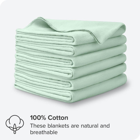 6 Pack Bare Home Cotton Flannel Receiving Blanket Mint
