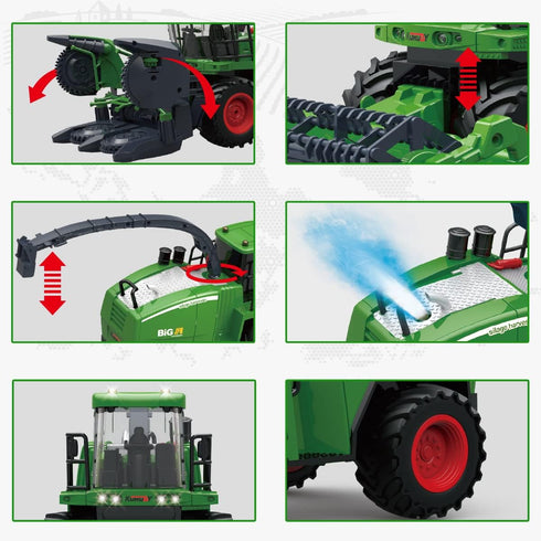 2 2.4Ghz fisca Remote Control Harvester Tractor with Grian Combine Heads, RC Farm Tractor Truck Farm Vehicle Toy
