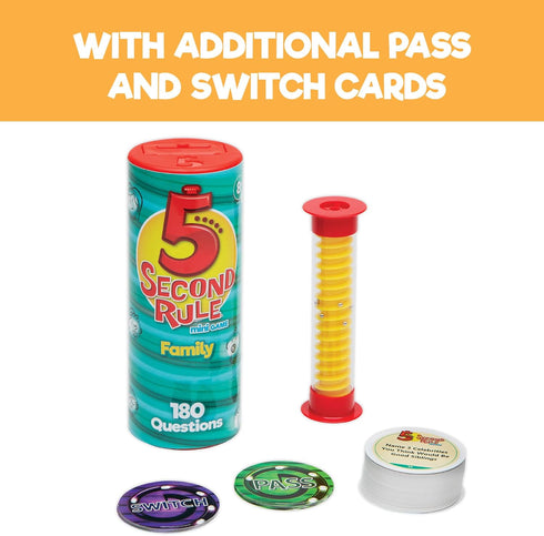 5 Second Rule Game Family Edition (Mini Tube) - Simple Question Card Game for Family Fun, Party, Travel, Ages 8+