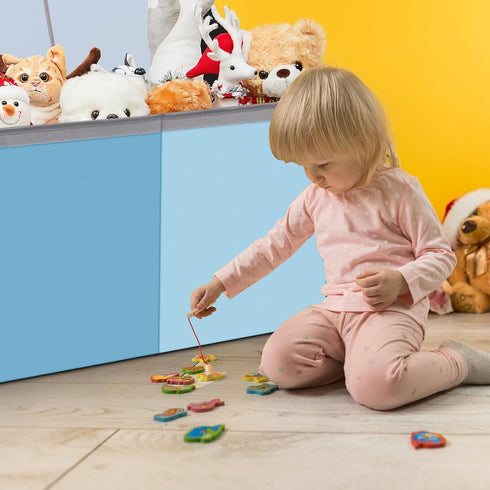 4/3 Playroom(39 13 15.7'',Blue Patelai Extra Large Toy Box Chest with Lids Grids Large Chest Collapsible Kids Toy