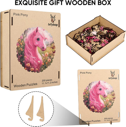 500 16.5x16.3 Inch Ixfyloop Wooden Puzzles for Adults, Horse Wood Puzzle, Wooden Jigsaw Puzzles for Adults, Wooden