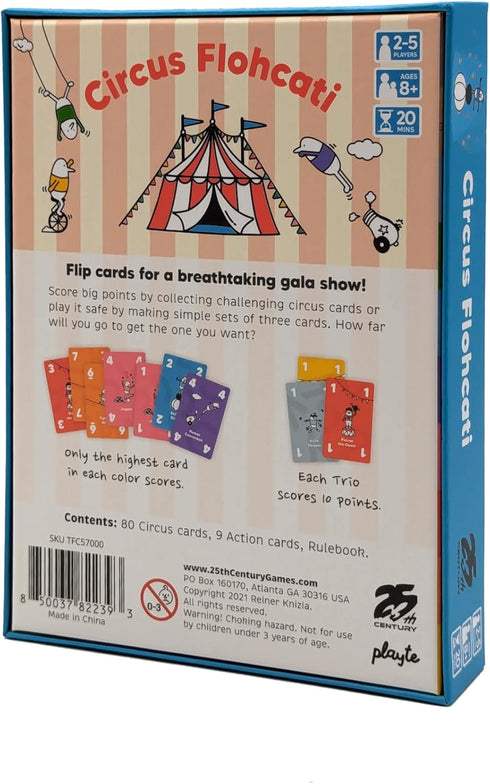 Circus Flohcati Strategy Card Game by 25th Century Games for 2 to 5 Players, Ages 6