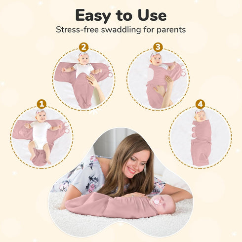 0-3 4-Pack, Mama Cheetah Baby Swaddle Sack, Organic Cotton Swaddle Blanket, Adjustable Swaddle Sleep Sacks, Easy