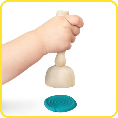 READY 2 LEARN Wooden Dough Stampers - Set of 4 for Kids Playdough and Pottery Texture Tools