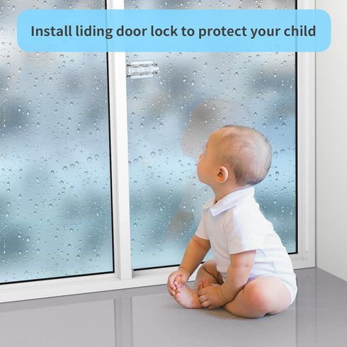 6 Pcs Child Proof Sliding Door Lock - Safety Lock for Patio Door, Sliding Glass Window, No Drilling Required