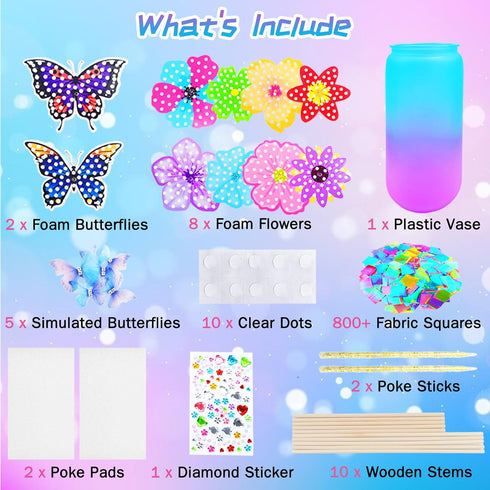 FJBICODA 5-12 8 2 1 5 6 7 8 9 10+ Poke Art Flower Bouquet Craft Kit - Arts and Crafts for Girls Ages - Make Your Own