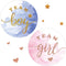 120 Pcs Gender Reveal Stickers - 2 Inch Gold Glitter Pink Blue Team Girl or Boy Bee Team He or She Baby Shower Labels