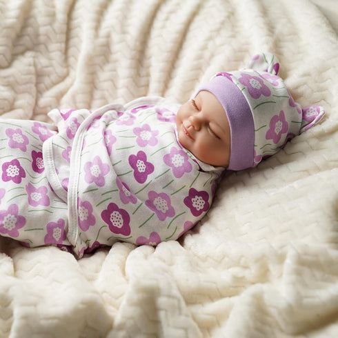 2 Sets 17-24 Inch Set BABESIDE of Reborn Baby Doll Blankets with Hats for Babydolls, Reborn Baby Doll Accessories