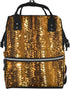 FHEDVBN Gold Sequin Sparkle Diaper Bag Backpack for Women Multifunction Waterproof Mummy Backpacks