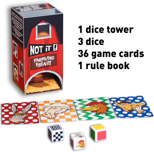 Farmland 3+ 6+ Not It Frenzy Card Game | Fast-Paced Family Party Game for Kids & Adults | Fun Travel Card Game