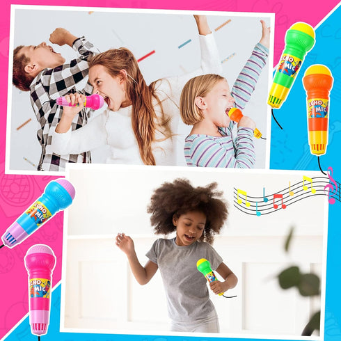 20 4 7.5 2.2 Inch Woanger Pieces Echo Microphone Toy Play Microphones for Kids Bulk Fun Voice Amplifying Multicolored