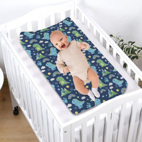 Dinosaur Rainbow Diaper Changing Pad Cover Sheets, Soft Breathable Baby Changing Table Mats 32''x16'' for Boy Girl