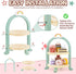 Wooden Cake Toys Tea Party Set - Desserts Food Toy with Cupcake Stand, Pretend Play Kitchen Accessories