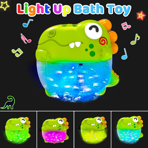 3-5 4-8 Summer Light Up Dinosaur Bath Toys with Music, Bath Bubble Machine Toy for Kids Age Toddler Toys Bubble Maker