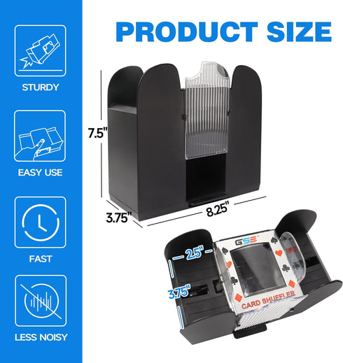 6-Deck Rummy, GSE Games & Sports Expert Automatic Card Shuffler, AC/DC-Power & Battery-Operated Electric Shuffler