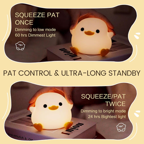 Dimmable YR YRHH-PET Cute Duck Night Light, Dodo Duck Cute Lamp, Bean Shape, Kids Squishy Ducky Stuff, Silicone Baby