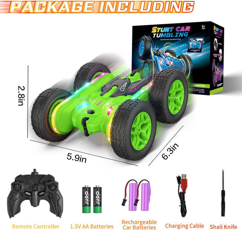 360 4WD Terucle Remote Control Car, Rc Cars Stunt RC Car Toys Upgraded Strip Lights and Headlights Kids Toys