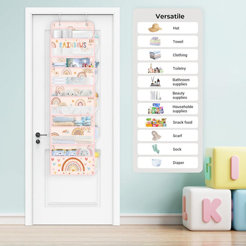 Closet Clastyle Boho Rainbow Baby Clothes Diaper Over the Door Organizer Kid Pink Cloud Toy Stuffed Animal Nursery