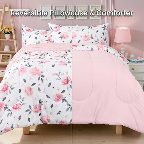 5 Set, Sets PHF Piece Kids Comforter Ultra Soft Twin Size Comforter Include Comforter, Fitted Sheet, Flat Top Sheet