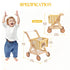 ROBUD Baby Push Walker Doll Stroller, Wooden Shopping Cart for Girls Boys, Adjustable Height Walker for Kids