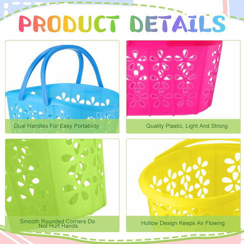 50 Wenqik Pcs Plastic Easter Baskets for Kids Bulk Easter Egg Baskets Empty Easter Plastic Buckets for Kids with Handle