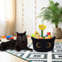 Small Black Cat Cotton Rope Storage Basket - Woven Organizer with Ears for Nursery, Baby Toy Storage, 8.5×4.5 inches