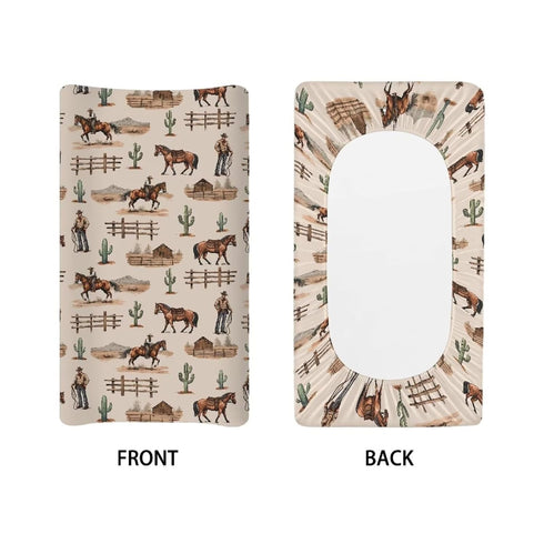 Western Cowboy Horse Baby Changing Pad Cover Infant Newborn Diaper Table Change Mat Sheet Cover Changing Table Covers for Boys Girls Brown