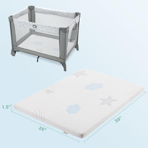 38X26X1.5 Pack Pack Ganondorf and Play Mattress N Play Mattress Anti Slip Memory Foam Baby Mattress Pad with Removable