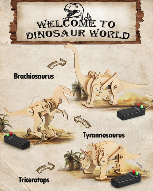Poraxy 4 Pack Dinosaur Toys for Kids 8-12, STEM Kits, Educational 3D Puzzle Building Projects for Ages 7-13