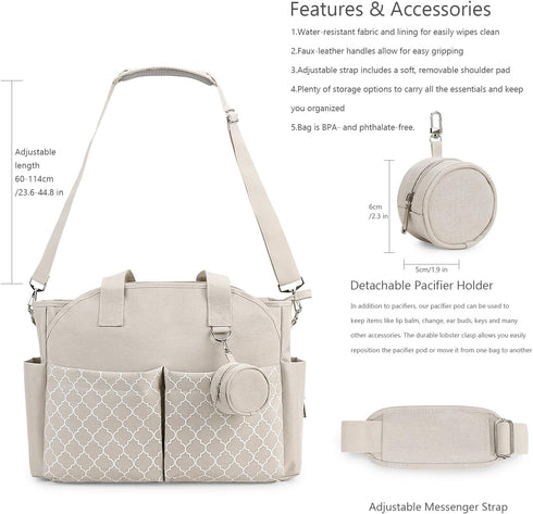 Upgraded Multi-Function Diaper Bag with Changing Station