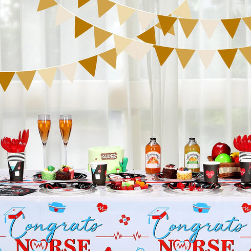 Yisong 168 Set 24 Pcs Nurse Graduation Party Decorations, Doctor Medical Birthday Tableware Guests Dinner Dessert