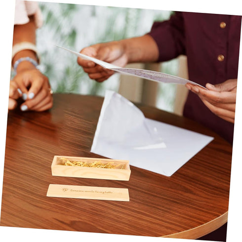 Wooden Pregnancy Test Keepsake Box with Lid Genuine Footprint Design Newborn Announcement Storage Case for Mementos