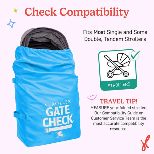 J.L. Childress Gate Check Bag for Single & Some Double Strollers - Travel Bag for Airplane, Fits Most Standard Baby