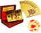 Mahogany Wooden Gift Box Case Holder with Luxury 24k Gold Plated Waterproof Playing Cards, 1 Deck for Poker