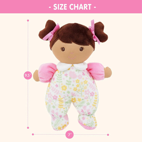 9" June Garden My First Doll Zuri - Soft Plush Baby Doll - Pink Floral Outfit
