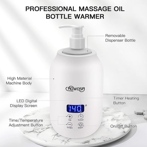 Massage Oil Warmer Bottle Professional Electric Lotion Digital Heater for SPA, Automatic Oil Warmer Heated Oil Lotion