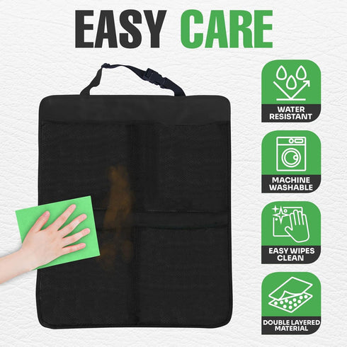 4 2 Pack lebogner Back Seat Cover for Kids + Pocket Storage Organizer, X-Large Waterproof Kick Mats Backseat Protector