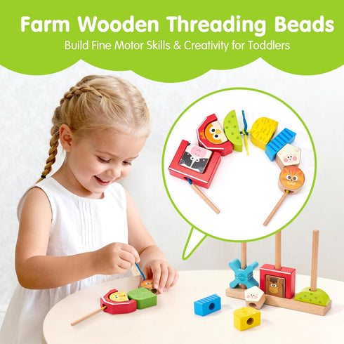 1-3 24 1 2 3 hahaland Montessori Wooden Brain Building Block for Toddler Stacking Toy Day & Night Puzzle Game