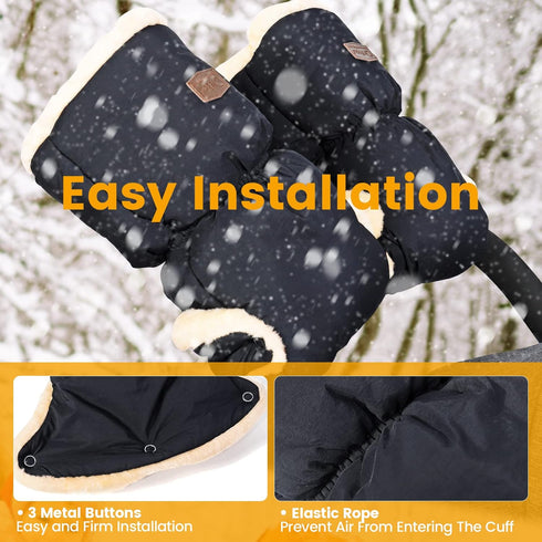 Orzbow Faux Sheepskin Gloves for Stroller, Waterproof Winter Anti-Freeze Mittens, Extra Thick HandMuff