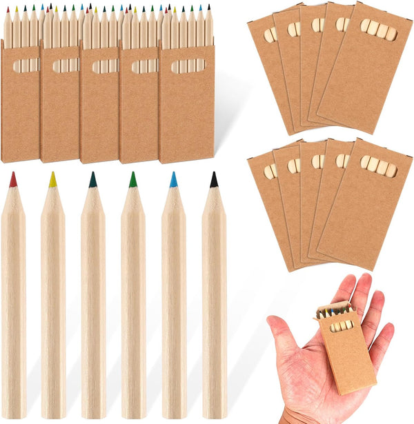 15 Packs Mini Drawing Colored Pencils for Kids, 3.5 Inch Portable Short Fat Pre Sharpened Coloring Pencils in Bulk