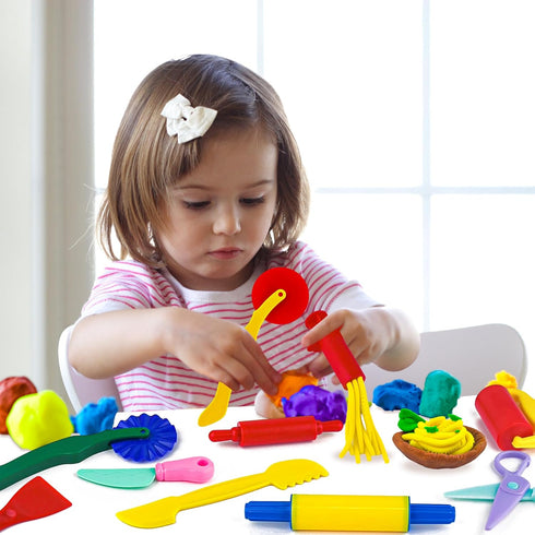 Set 10 Set Dough Play Tools for Kids, PCS Basic Dough Starter with Pizza Cutters, Safety Scissors, Rolling Pin, Roller